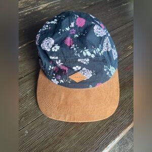 Empyre Unisex Black Floral Print Leather Strapback Adjustable Hat